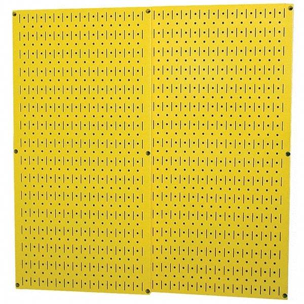 Wall Control - 32" Wide x 32" High Peg Board Storage Board - 2 Panels, Metal, Yellow - Eagle Tool & Supply