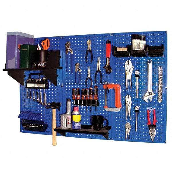 Wall Control - 48" Wide x 32" High Peg Board Kit - 3 Panels, Metal, Blue/Black - Eagle Tool & Supply