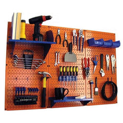 Wall Control - 48" Wide x 32" High Peg Board Kit - 3 Panels, Metal, Orange/Blue - Eagle Tool & Supply