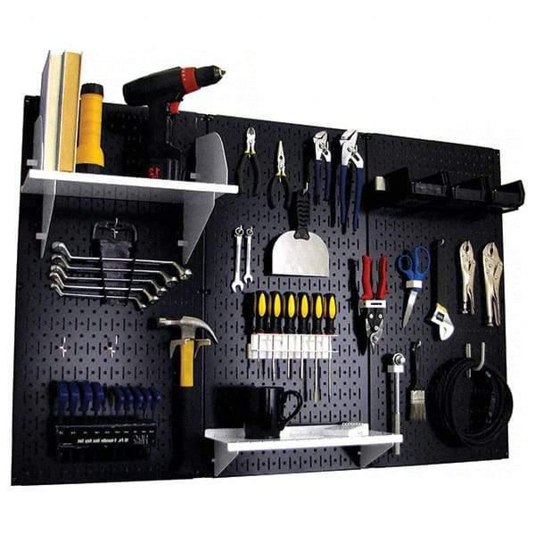 Wall Control - 48" Wide x 32" High Peg Board Kit - 3 Panels, Metal, Black/White - Eagle Tool & Supply