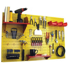 Wall Control - 48" Wide x 32" High Peg Board Kit - 3 Panels, Metal, Yellow/Red - Eagle Tool & Supply