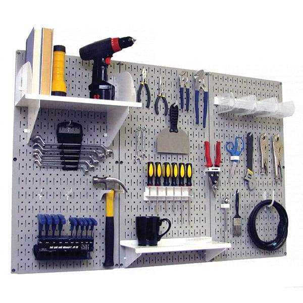 Wall Control - 48" Wide x 32" High Peg Board Kit - 3 Panels, Metal, Gray/White - Eagle Tool & Supply