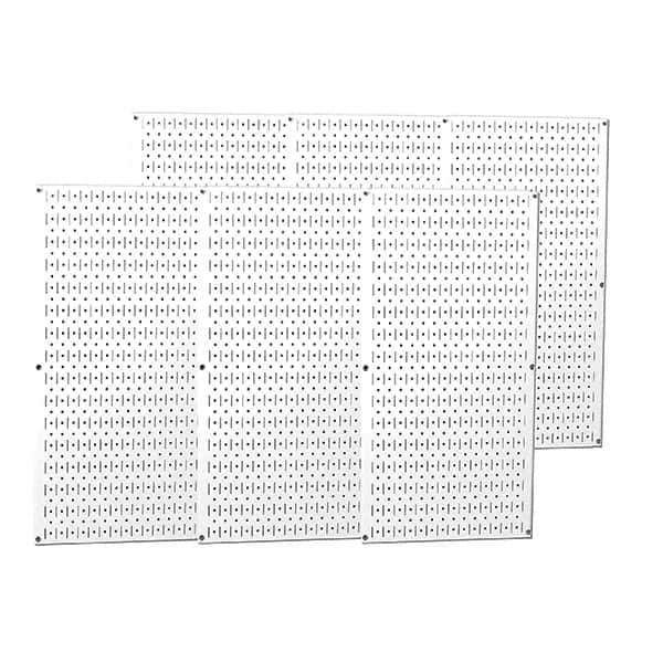 Wall Control - 96" Wide x 32" High Peg Board Storage Board - 6 Panels, Metal, White - Eagle Tool & Supply