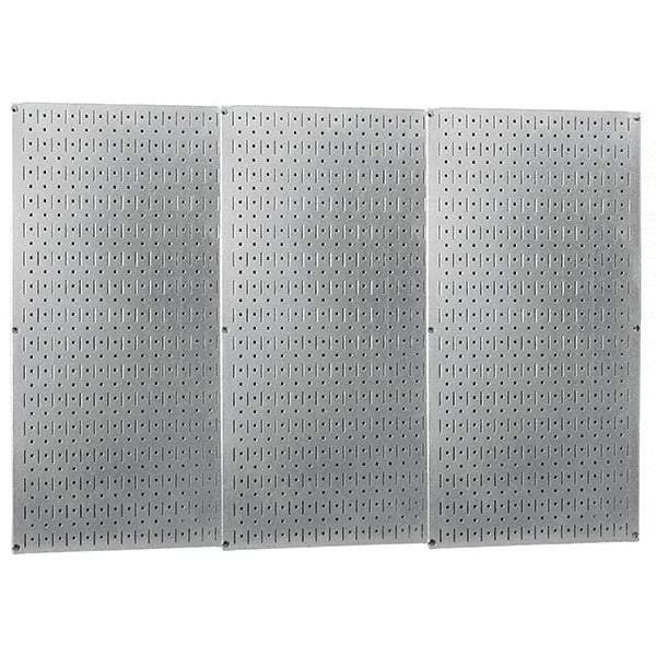 Wall Control - 48" Wide x 32" High Peg Board Storage Board - 3 Panels, Galvanized Steel, Metallic - Eagle Tool & Supply
