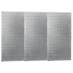 Wall Control - 48" Wide x 32" High Peg Board Storage Board - 3 Panels, Galvanized Steel, Metallic - Eagle Tool & Supply
