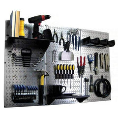 Wall Control - 48" Wide x 32" High Peg Board Kit - 3 Panels, Galvanized Steel, Galvanized/Black - Eagle Tool & Supply