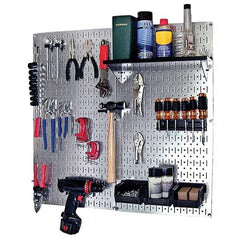 Wall Control - 32" Wide x 32" High Peg Board Kit - 2 Panels, Galvanized Steel, Galvanized/Black - Eagle Tool & Supply