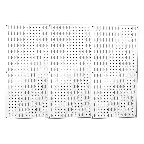 Wall Control - 48" Wide x 32" High Peg Board Storage Board - 3 Panels, Metal, White - Eagle Tool & Supply