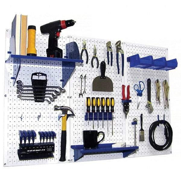 Wall Control - 48" Wide x 32" High Peg Board Kit - 3 Panels, Metal, White/Blue - Eagle Tool & Supply
