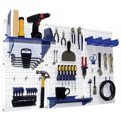 Wall Control - 48" Wide x 32" High Peg Board Kit - 3 Panels, Metal, White/Blue - Eagle Tool & Supply