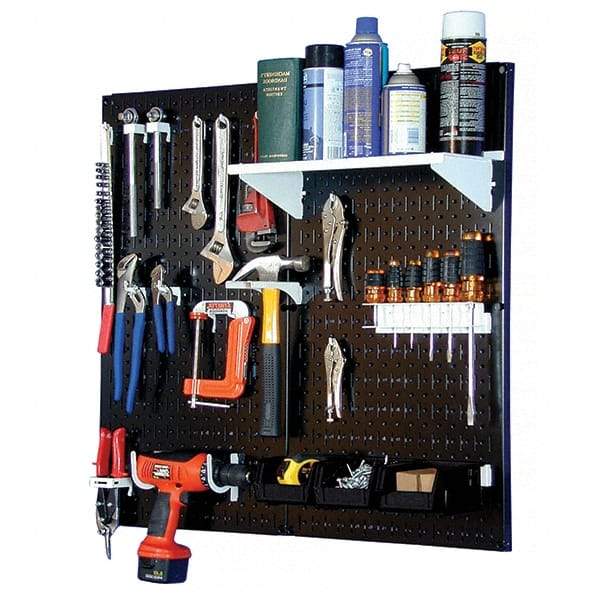 Wall Control - 32" Wide x 32" High Peg Board Kit - 2 Panels, Metal, Black/White - Eagle Tool & Supply