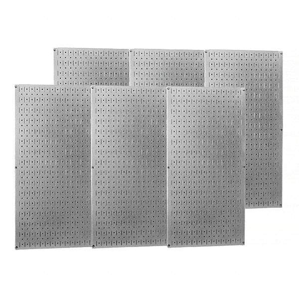 Wall Control - 96" Wide x 32" High Peg Board Storage Board - 6 Panels, Galvanized Steel, Metallic - Eagle Tool & Supply
