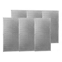 Wall Control - 96" Wide x 32" High Peg Board Storage Board - 6 Panels, Galvanized Steel, Metallic - Eagle Tool & Supply