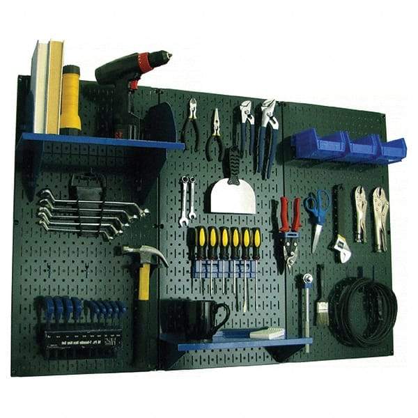 Wall Control - 48" Wide x 32" High Peg Board Kit - 3 Panels, Metal, Green/Blue - Eagle Tool & Supply
