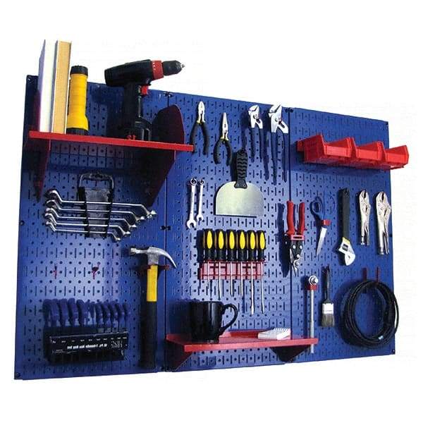 Wall Control - 48" Wide x 32" High Peg Board Kit - 3 Panels, Metal, Blue/Red - Eagle Tool & Supply