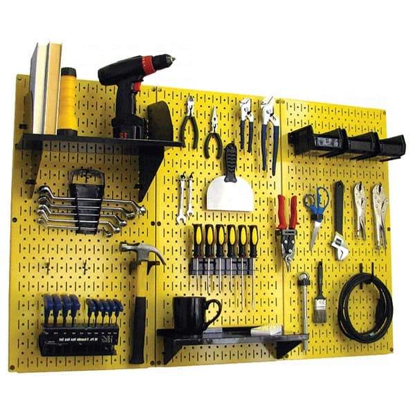 Wall Control - 48" Wide x 32" High Peg Board Kit - 3 Panels, Metal, Yellow/Black - Eagle Tool & Supply