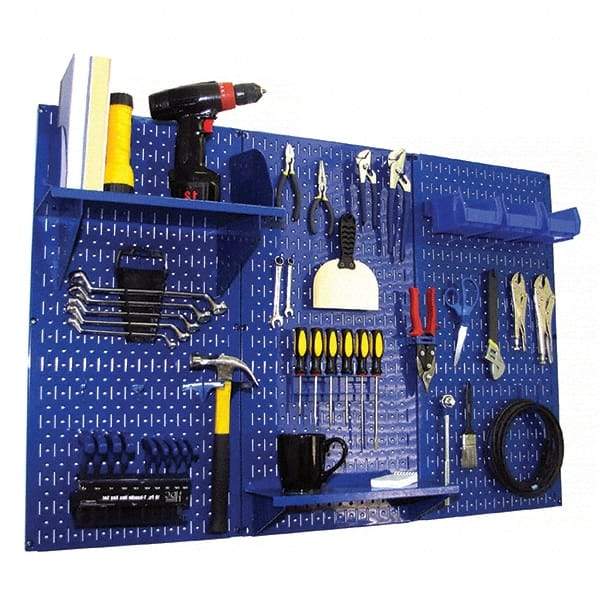 Wall Control - 48" Wide x 32" High Peg Board Kit - 3 Panels, Metal, Blue - Eagle Tool & Supply
