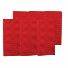 Wall Control - 96" Wide x 32" High Peg Board Storage Board - 6 Panels, Metal, Red - Eagle Tool & Supply