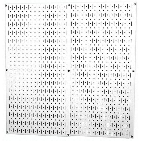 Wall Control - 32" Wide x 32" High Peg Board Storage Board - 2 Panels, Metal, White - Eagle Tool & Supply