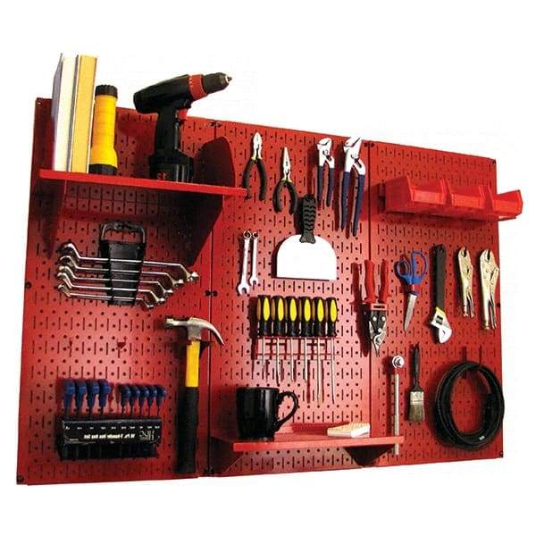 Wall Control - 48" Wide x 32" High Peg Board Kit - 3 Panels, Metal, Red - Eagle Tool & Supply