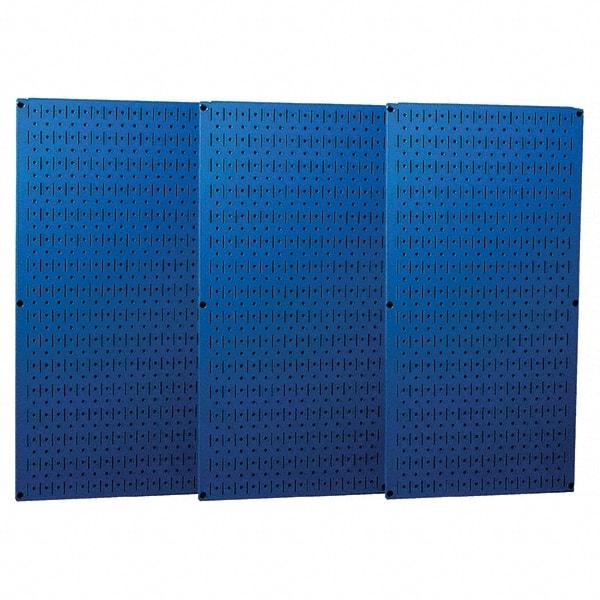 Wall Control - 48" Wide x 32" High Peg Board Storage Board - 3 Panels, Metal, Blue - Eagle Tool & Supply