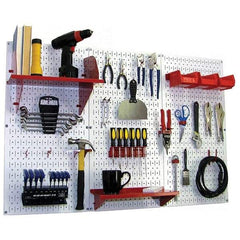 Wall Control - 48" Wide x 32" High Peg Board Kit - 3 Panels, Metal, White/Red - Eagle Tool & Supply