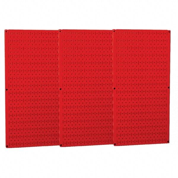 Wall Control - 48" Wide x 32" High Peg Board Storage Board - 3 Panels, Metal, Red - Eagle Tool & Supply