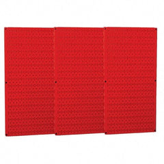 Wall Control - 48" Wide x 32" High Peg Board Storage Board - 3 Panels, Metal, Red - Eagle Tool & Supply