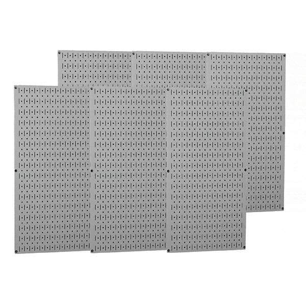 Wall Control - 96" Wide x 32" High Peg Board Storage Board - 6 Panels, Metal, Gray - Eagle Tool & Supply
