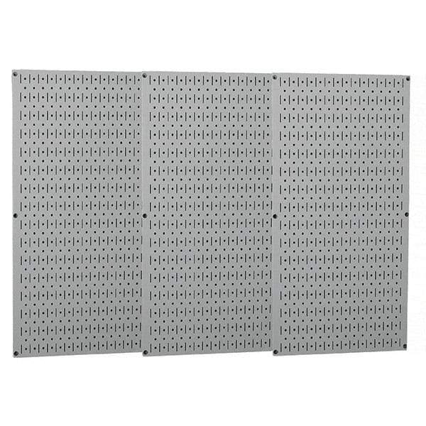 Wall Control - 48" Wide x 32" High Peg Board Storage Board - 3 Panels, Metal, Gray - Eagle Tool & Supply