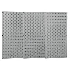Wall Control - 48" Wide x 32" High Peg Board Storage Board - 3 Panels, Metal, Gray - Eagle Tool & Supply