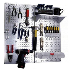 Wall Control - 32" Wide x 32" High Peg Board Kit - 2 Panels, Galvanized Steel, Galvanized/White - Eagle Tool & Supply