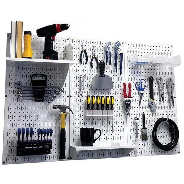 Wall Control - 48" Wide x 32" High Peg Board Kit - 3 Panels, Metal, White - Eagle Tool & Supply