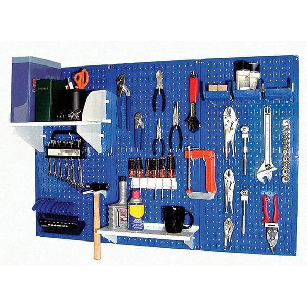 Wall Control - 48" Wide x 32" High Peg Board Kit - 3 Panels, Metal, Blue/White - Eagle Tool & Supply