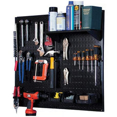 Wall Control - 32" Wide x 32" High Peg Board Kit - 2 Panels, Metal, Black - Eagle Tool & Supply