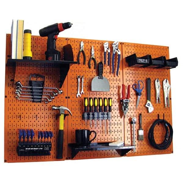 Wall Control - 48" Wide x 32" High Peg Board Kit - 3 Panels, Metal, Orange/Black - Eagle Tool & Supply