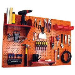 Wall Control - 48" Wide x 32" High Peg Board Kit - 3 Panels, Metal, Orange/Red - Eagle Tool & Supply