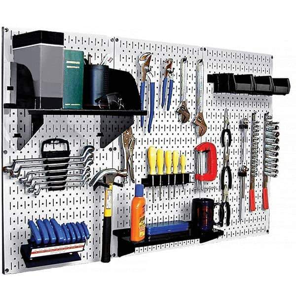 Wall Control - 48" Wide x 32" High Peg Board Kit - 3 Panels, Metal, White/Black - Eagle Tool & Supply