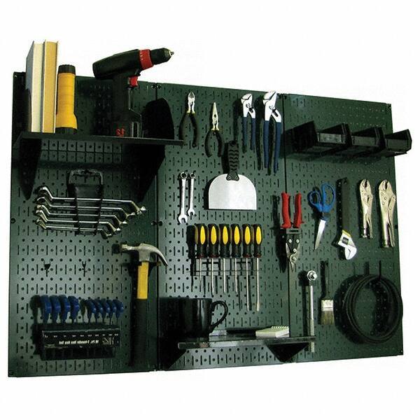 Wall Control - 48" Wide x 32" High Peg Board Kit - 3 Panels, Metal, Green/Black - Eagle Tool & Supply