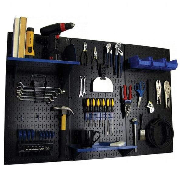 Wall Control - 48" Wide x 32" High Peg Board Kit - 3 Panels, Metal, Black/Blue - Eagle Tool & Supply