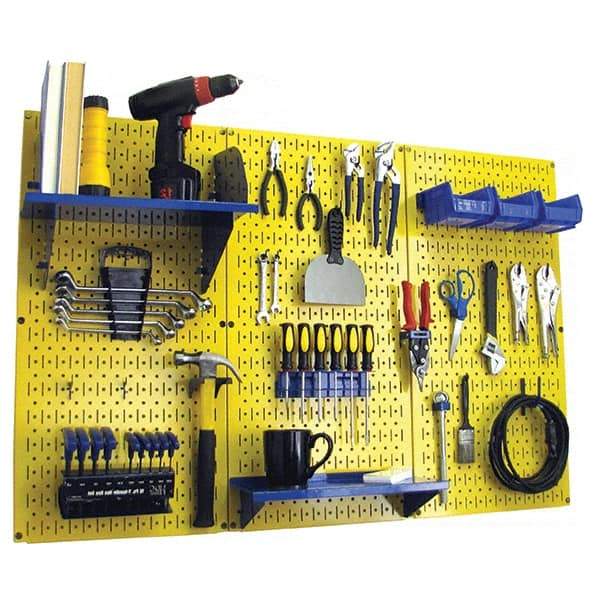 Wall Control - 48" Wide x 32" High Peg Board Kit - 3 Panels, Metal, Yellow/Blue - Eagle Tool & Supply
