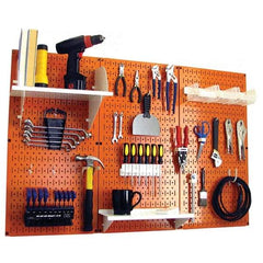 Wall Control - 48" Wide x 32" High Peg Board Kit - 3 Panels, Metal, Orange/White - Eagle Tool & Supply
