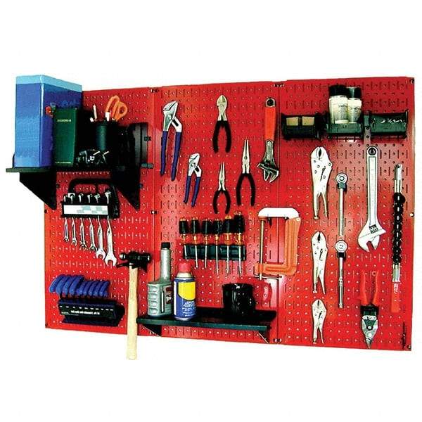 Wall Control - 48" Wide x 32" High Peg Board Kit - 3 Panels, Metal, Red/Black - Eagle Tool & Supply