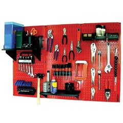 Wall Control - 48" Wide x 32" High Peg Board Kit - 3 Panels, Metal, Red/Black - Eagle Tool & Supply