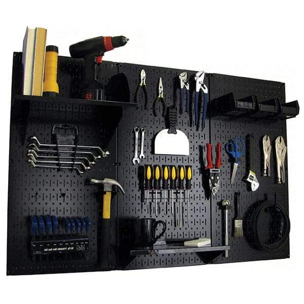 Wall Control - 48" Wide x 32" High Peg Board Kit - 3 Panels, Metal, Black - Eagle Tool & Supply