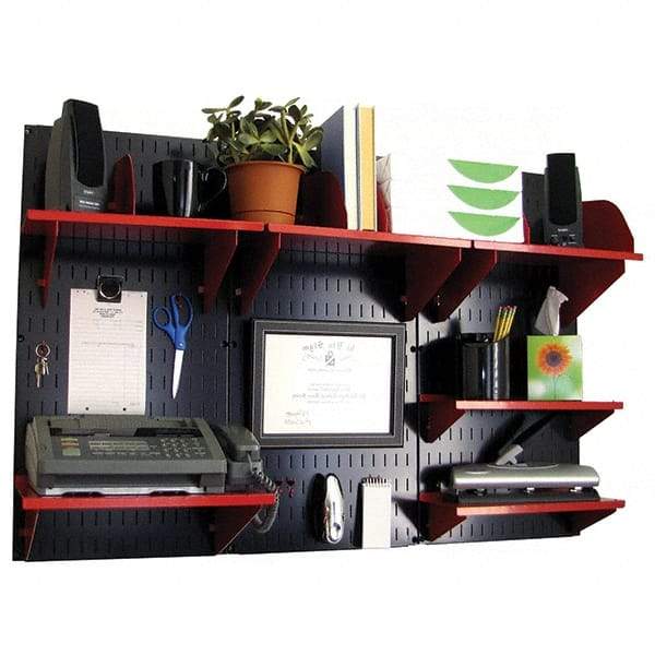 Wall Control - 48" Wide x 32" High Industrial Steel Tool Board System - 3 Panels, Metal, Black/Red - Eagle Tool & Supply