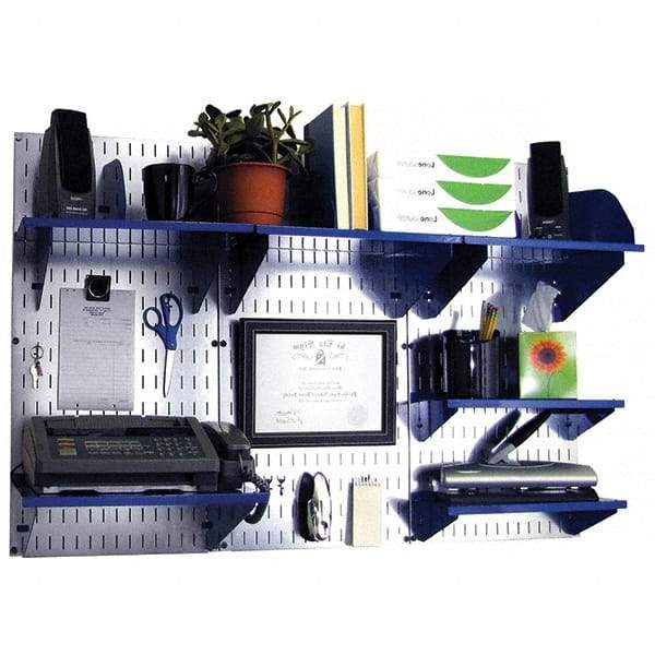 Wall Control - 48" Wide x 32" High Industrial Steel Tool Board System - 3 Panels, Galvanized Steel, Galvanized/Blue - Eagle Tool & Supply