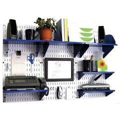 Wall Control - 48" Wide x 32" High Industrial Steel Tool Board System - 3 Panels, Metal, White/Blue - Eagle Tool & Supply