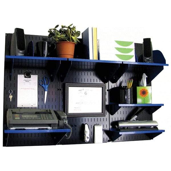 Wall Control - 48" Wide x 32" High Industrial Steel Tool Board System - 3 Panels, Metal, Black/Blue - Eagle Tool & Supply