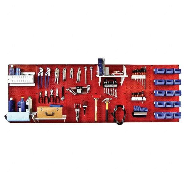 Wall Control - 96" Wide x 32" High Peg Board Kit - 6 Panels, Metal, Red/White - Eagle Tool & Supply